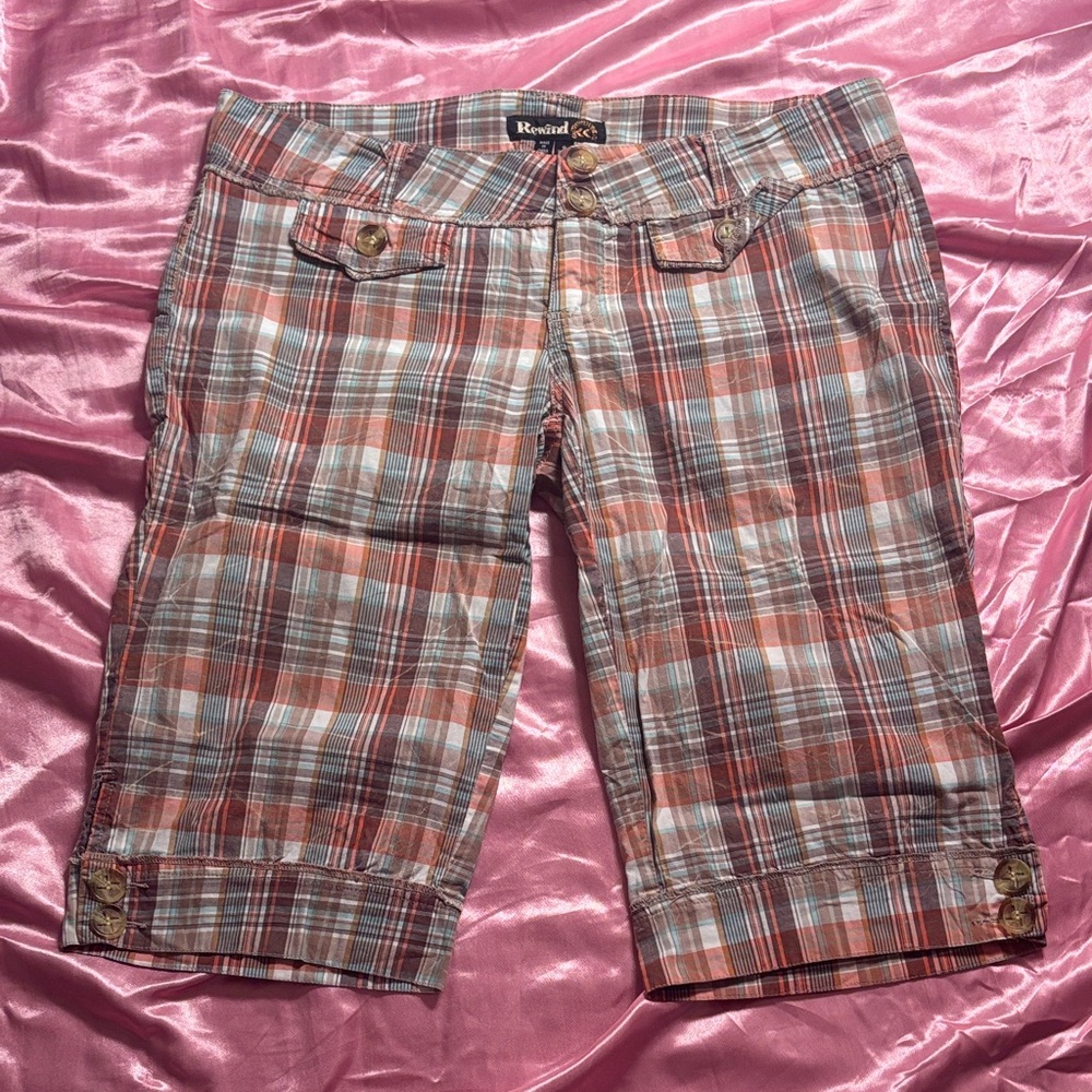 Rewind Plaid Women's Shorts - Red and Gray